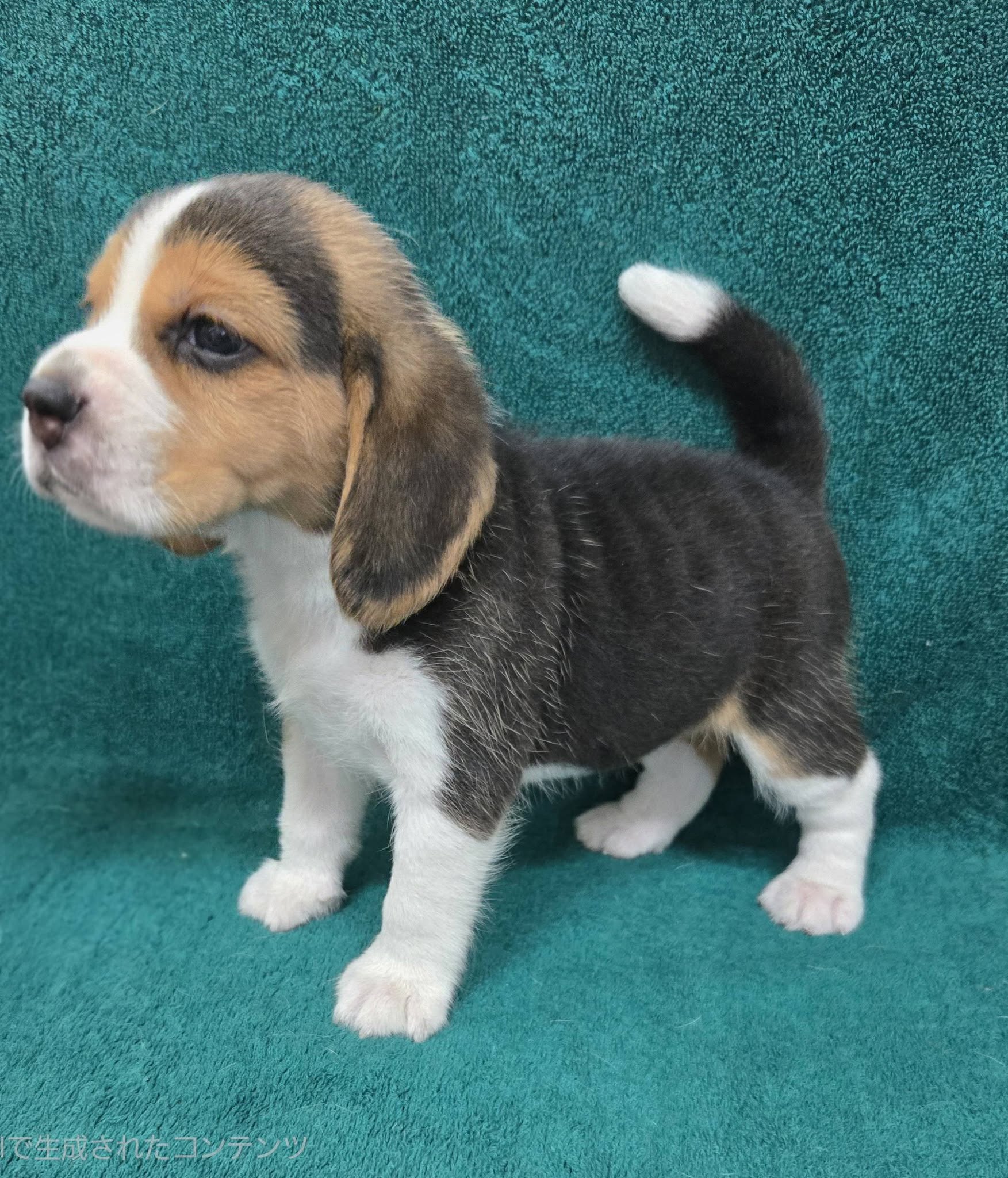 Teddy Beagle puppy from another angle