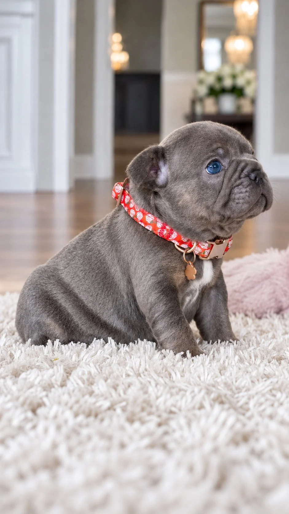 George, a blue-gray French Bulldog puppy